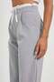 Women's Waist Tie Loose Leg Gray Baggy Trousers - 4
