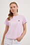 Women's Cherry Patterned Crew Neck Pink Loose T-Shirt