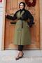 Trench Coat with Sleeve Trim Khaki 4435 - 3