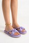 Lilac Puff Casual Women's Slippers - Soft Sole, Lightweight Flexible, Fluffy Ribbon Summer Sandals 026 - 4