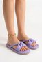 Daily Women's Lilac Puff Slippers Soft Sole Lightweight Flexible Fluffy Ribbon Summer Comfortable Sandals 026 - 4