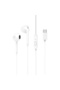 Half In-Ear Type-C Wired Earphones - 14mm Dynamic Driver Headphones with In-Line Mic, Remote Button & 1.2m TPE Cord - White
