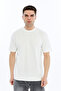 O Neck Injection Logo Men's T-Shirt 4028 Ecru - 2