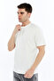 O Neck Injection Logo Men's T-Shirt 4028 Ecru - 4