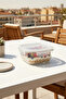 Fresco Glass Storage Container Single Small Size 375 ml Square White Lockable Lid - 2
