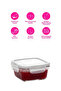 Fresco Glass Storage Container Single Small Size 375 ml Square White Lockable Lid - 5
