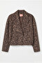 Leopard Patterned Shawl Collar Jacket Brown - 2