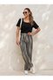 Black Ecru Striped Pants Suit