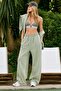 Çağla Yeşili Soft Textured Palazzo Jogger Women's Sweatpants Mg2122