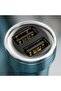 CC528 Dual USB Metal Car Charger - 2.4A Fast Charging - 12V-24V - Blue - 8