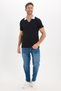 Men's Slim Fit Slim Fit 100% Cotton Black Polo Neck T-Shirt - 2
