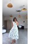 Green Floral Embroidered Double-Breasted Lined Dress - 3