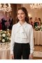 White Shirt / School Shirt with Long Sleeve Removable Scarf and Accessories for Girls - 3