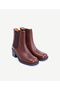 Elastic Heeled Leather Boots - 4