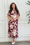 Patterned Tencel Dress with Side Slits and Self-Waist Belt - 3