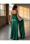 Slim Strap Chest Draped Satin Dress Green 582243 - 4
