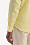 Men's Light Yellow Button-Down Collar 100% Linen Comfort Fit Shirt B002191 - 4