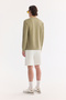Men's Khaki Crew Neck Cotton Easy-Iron Sbi-Stretch Regular Fit Sweatshirt A61Y1205 - 4
