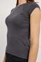 Women's Crew Neck Short Sleeve Smoked Crop T-Shirt - 4