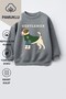 Boy's 3 Thread Fabric Animal Printed Cotton Sweatshirt - 2