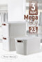 Decorative Storage Box 23 Liters, Multi-Purpose Organizer, Bathroom Kitchen Organizer, Box with Lid, White 3-Piece Set