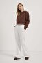 Women's Elastic Waist Wide Leg Straight White Pants - 2
