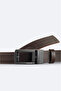 Men's Brown 100% Leather Rectangular Buckle Belt B009301 - 2