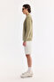 Men's Khaki Crew Neck Cotton Easy-Iron Sbi-Stretch Regular Fit Sweatshirt A61Y1205 - 3