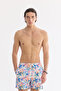 Men's White Quick-Drying Printed Relaxed Fit Swim Shorts with Bag A61Y3802 - 7