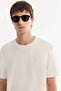 Men's Ecru Crew Neck Printed Bi-Stretch Interlock Regular Fit T-Shirt A61Y1138 - 2