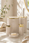 Beige Color Gold Detailed Round 5-Piece Bathroom Set - 2