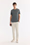 Men's Khaki Crew Neck Bi-Stretch Soft Touch Basic Regular Fit T-Shirt B001031 - 6
