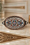 Hand Embroidered Enamel Copper Tray 48X34 cm Large Size Tea Coffee Presentation and Serving Tray - 3