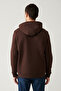 Men's Brown Hooded 3 Thread Raster Printed Sweatshirt A41Y1247 - 4