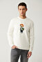 Men's Ecru Crew Neck Interlock Printed Regular Fit Sweatshirt A41Y1248