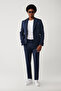 Men's Navy Blue Side Pocket Flexible Fabric Lightweight Relaxed Fit Trousers A41Y3206