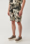 Men's Gray 100% Viscose Elastic Waist Patterned Etenna Relaxed Fit Shorts A41Y3734 - 3