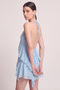 Ruffle Detailed Chiffon Fabric Mini Ulya Dress Blue - 3
