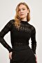 Women's Summer Long Sleeve Lace Black Short Blouse