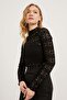 Women's Summer Long Sleeve Lace Black Short Blouse - 3