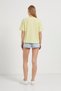 Women's Slit Crew Neck Yellow Crop T-Shirt - 5