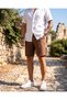 Linen Cotton Line Stitched Men's Shorts - 5
