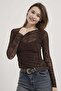 Flock Print Tulle Blouse