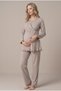 Women's Adjustable Waist Maternity Pajama Set with Hidden Nursing Feature