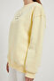 Women's Swan Patterned Winter Oversize Yellow Sweatshirt - 3