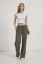 Textured Trousers with Waist Tie Detail - 2