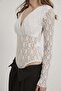 Armalife 1704 Double-Breasted Collar Chest Lining Detail Lace Sheer Women's Bodysuit - 5