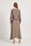 Women's Lace-Up Premium Long Sleeve Mink Crop Blouse - 5