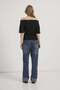 Half Sleeve Boat Neck Waist-Slit Blouse - 6