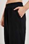 Women's Balloon Fit Loose Black Muslin Elasticated Trousers - 3